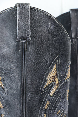 Vintage Python Leather Narrow Cowboy Boots (9)