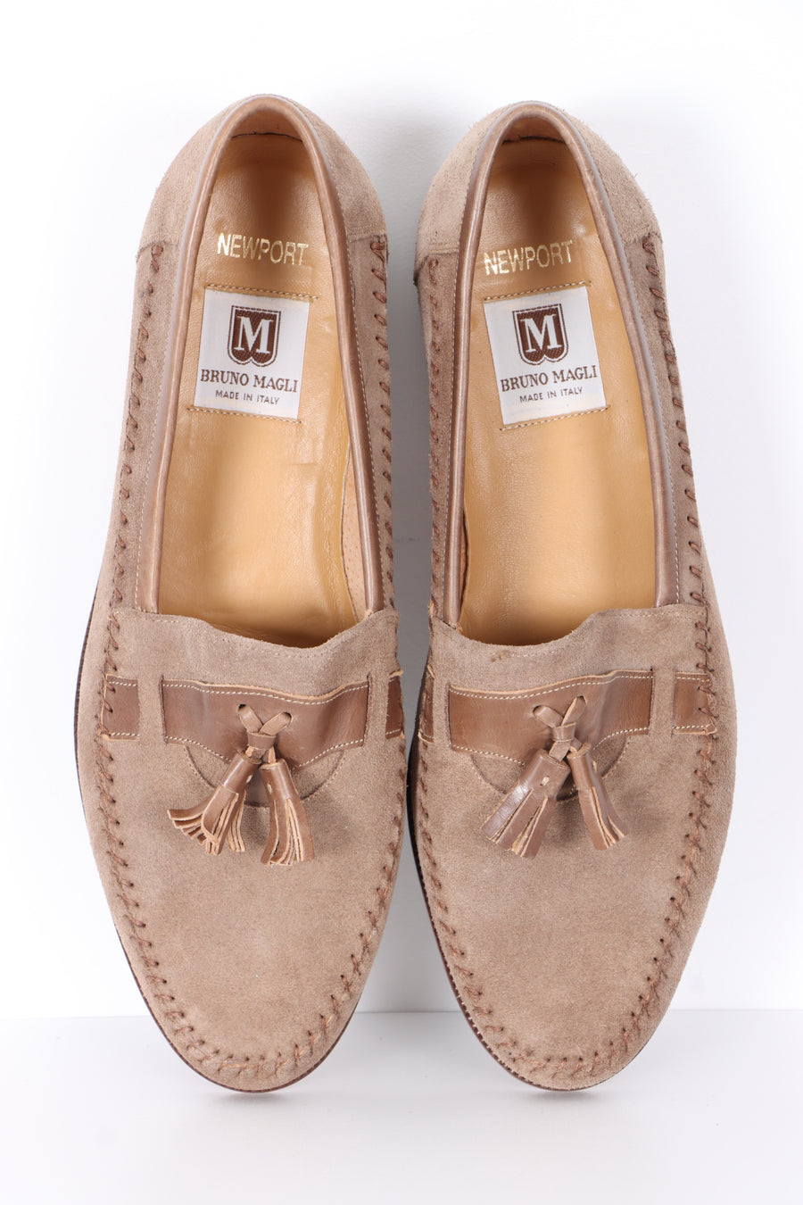 BRUNO MAGLI 'Newport' Brown Suede Tassel Loafers (10)