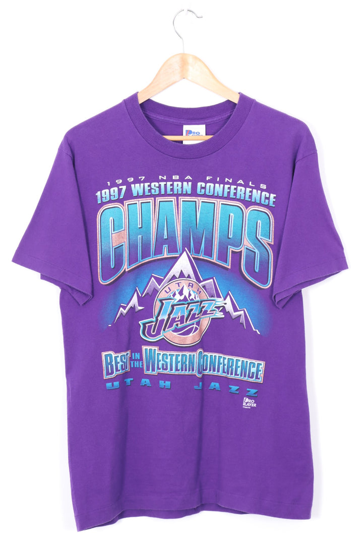 1997 NBA Utah Jazz Champs Purple & Teal USA Made Tee