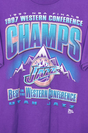 1997 NBA Utah Jazz Champs Purple & Teal USA Made Tee