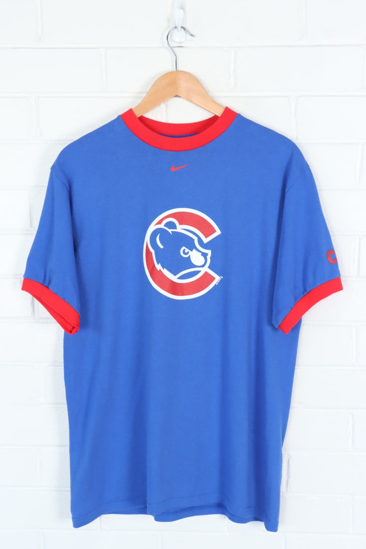 NIKE Centre Swoosh Royal Blue Chicago Cubs Baseball Ringer Tee (M-L)