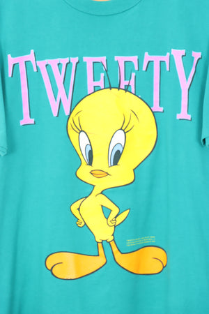 1992 Vintage LOONEY TUNES Tweety Bird Teal T-Shirt (M)