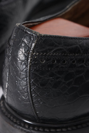 CALZADO LEONEL Black Croc Leather Wingtip Brogues (8.5-9)