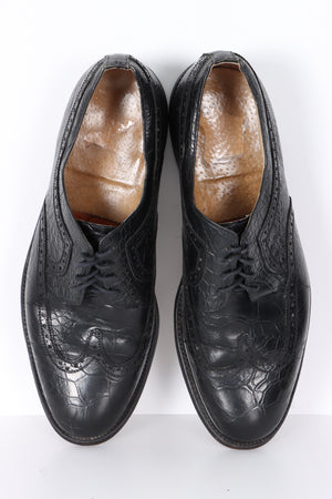 CALZADO LEONEL Black Croc Leather Wingtip Brogues (8.5-9)