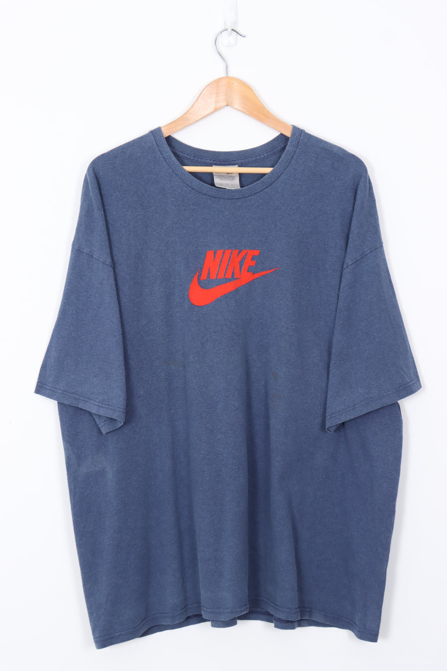 NIKE Swoosh Red & Navy Felt Logo Tee (XXL)