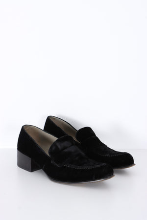 PRADA Velvet Pointed Toe Heeled Loafer (39)