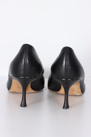 JIMMY CHOO Black Leather Cut Out Kitten Heels (38.5)