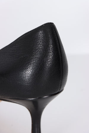 JIMMY CHOO Black Leather Cut Out Kitten Heels (38.5)