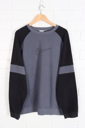 NIKE Embroidered Swoosh Grey & Black Soft Sweatshirt (3XL)