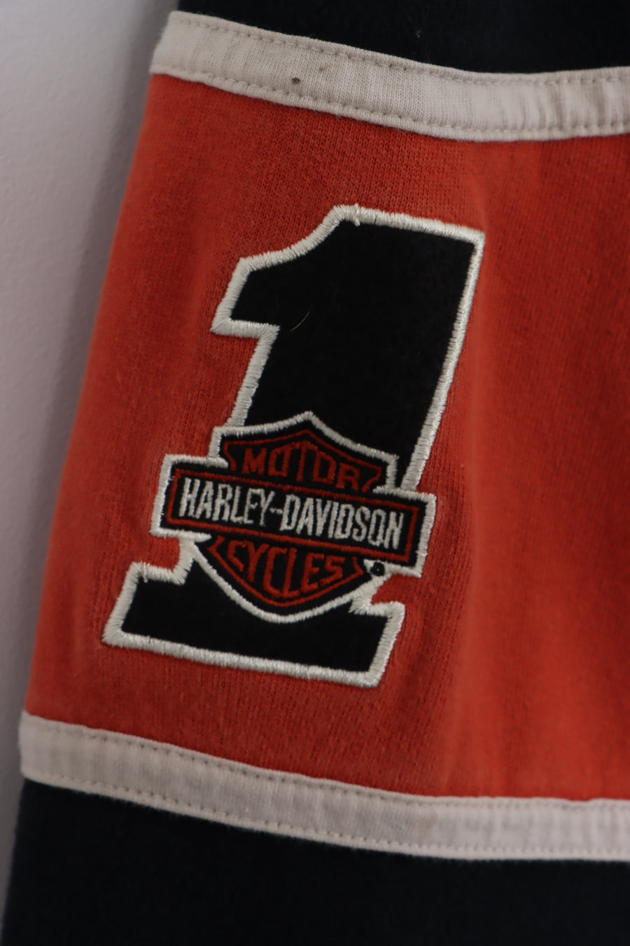 Orange Panel HARLEY DAVIDSON Embroidered Zip Hoodie (XL)