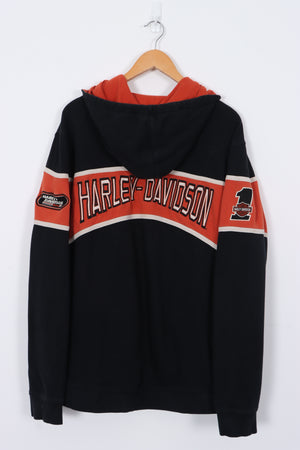 Orange Panel HARLEY DAVIDSON Embroidered Zip Hoodie (XL)