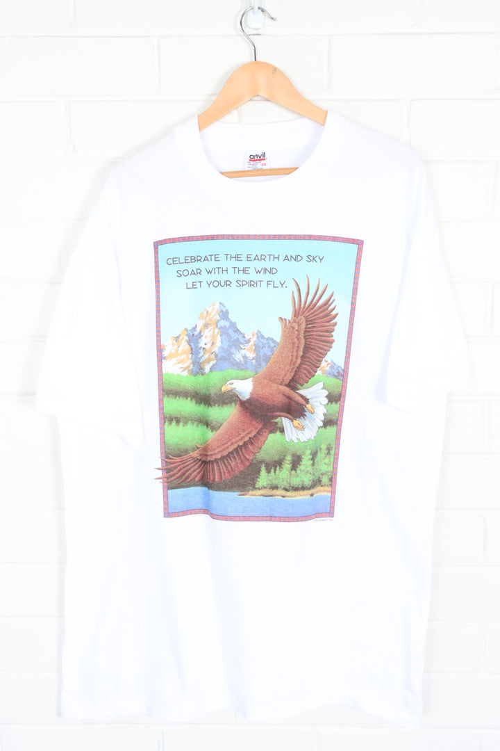 Bald Eagle 1994 Single Stitch HUMAN-I-TEES T-Shirt USA Made (2XL)