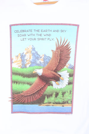 Bald Eagle 1994 Single Stitch HUMAN-I-TEES T-Shirt USA Made (2XL)