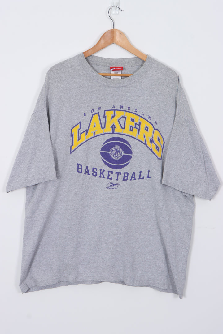 REEBOK Los Angeles Lakers NBA Basketball Grey Tee (XXL)