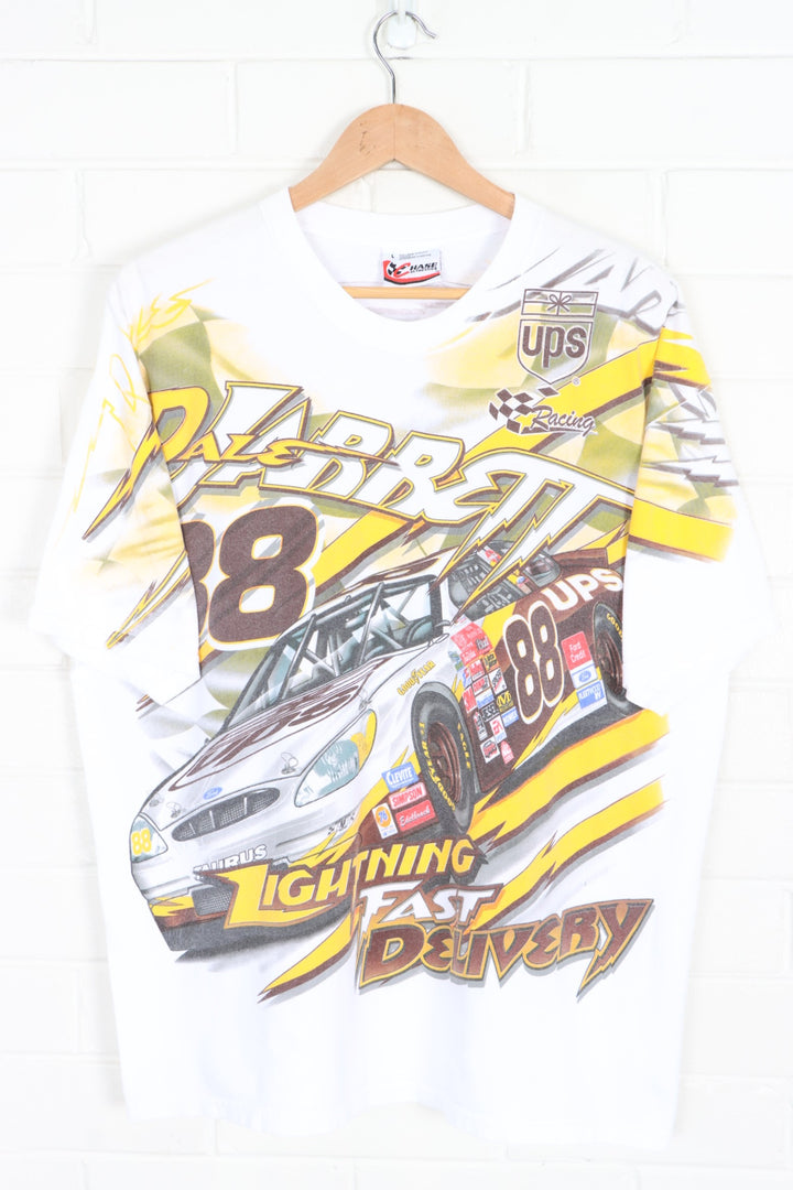 NASCAR Dale Jarrett #88 UPS "Lightning Fast Delivery" All Over T-Shirt (L)