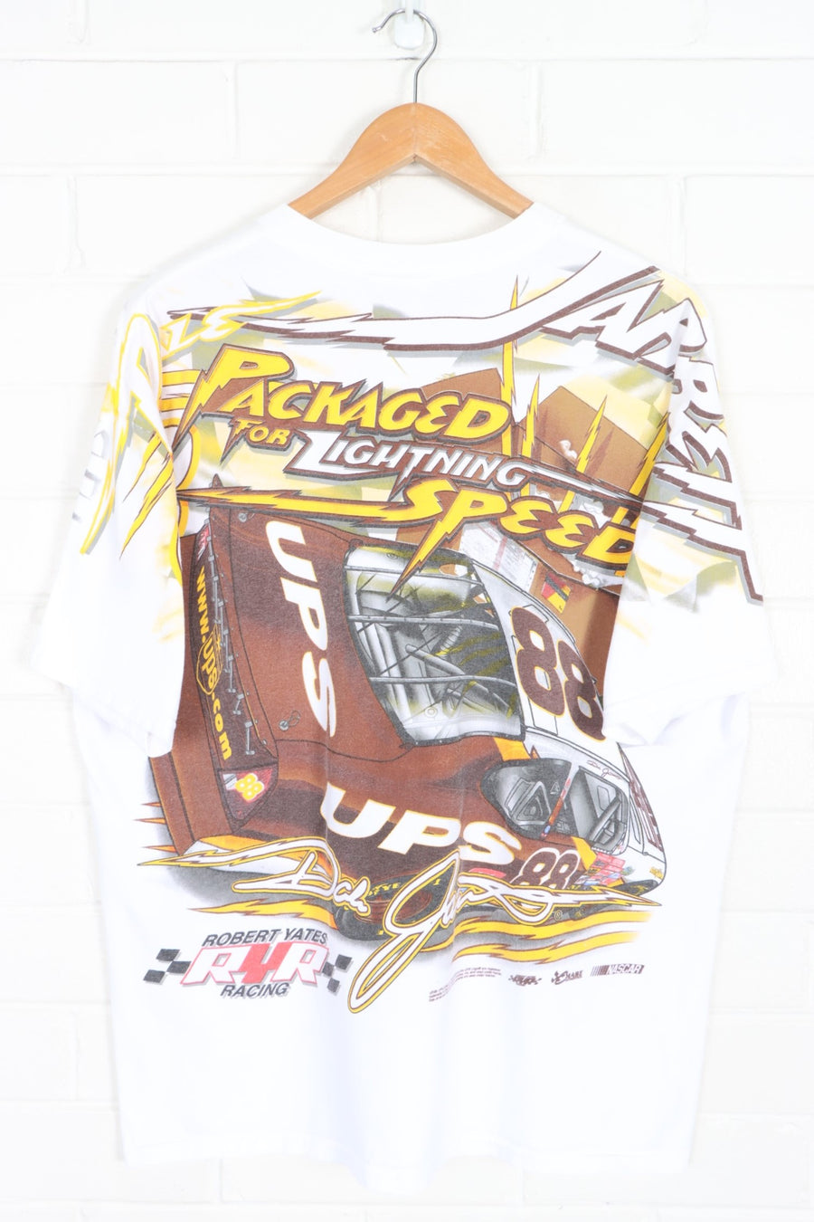 NASCAR Dale Jarrett #88 UPS "Lightning Fast Delivery" All Over T-Shirt (L)