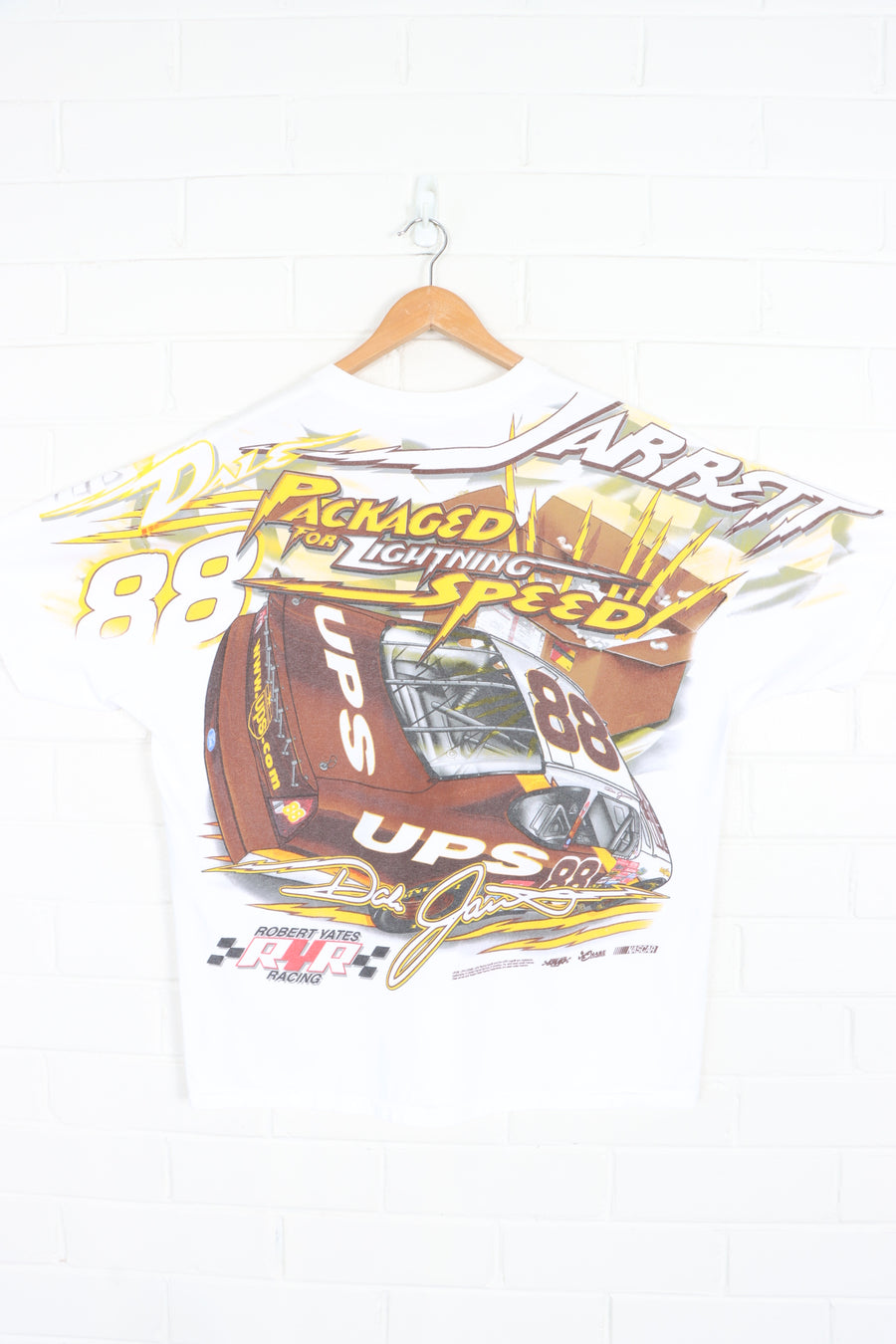 NASCAR Dale Jarrett #88 UPS "Lightning Fast Delivery" All Over T-Shirt (L)