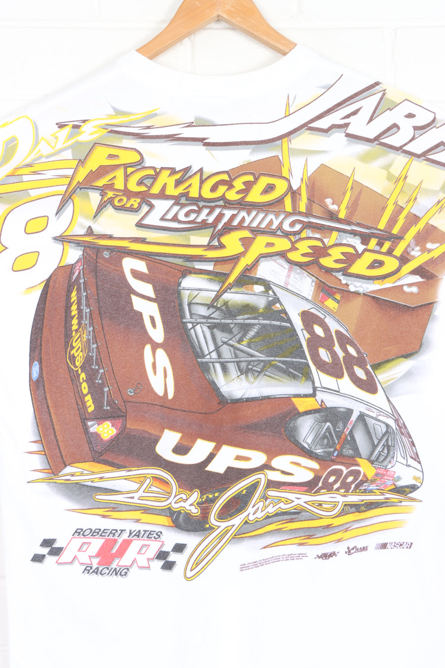 NASCAR Dale Jarrett #88 UPS "Lightning Fast Delivery" All Over T-Shirt (L)