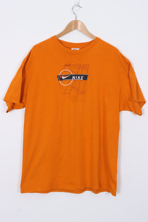 NIKE Orange Spell Out Logo '71' Graphic Print Tee (L)