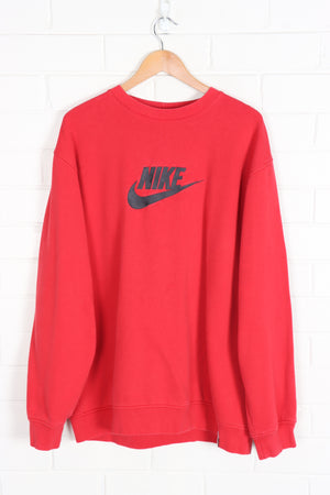 NIKE Red & Black Embroidered Big Logo Sweatshirt (XL-XXL)