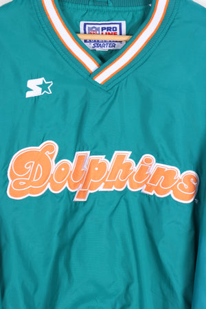 STARTER Vintage Miami Dolphins Teal V-Neck Pullover (XL)