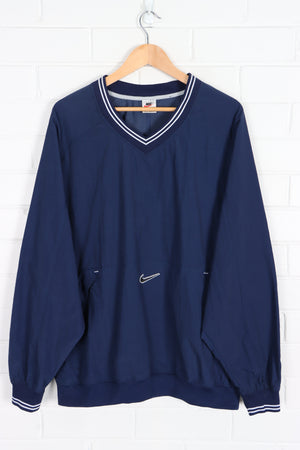 NIKE Centre Swoosh Logo Navy Blue Contrast Pull Over Windbreaker (XL)