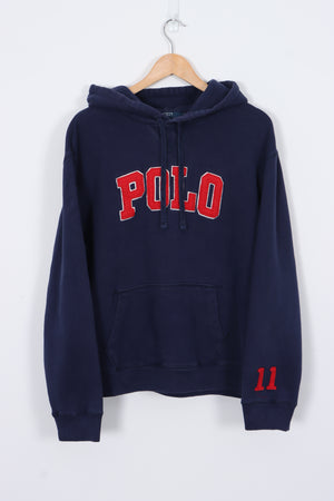 RALPH LAUREN Polo Spellout Centre Embroidered Felt Hoodie L Vintage Sole Melbourne