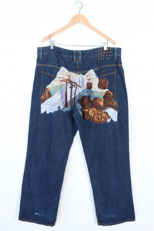 ROCAWEAR Embroidered Cable Car Y2K Baggy Jeans (42)