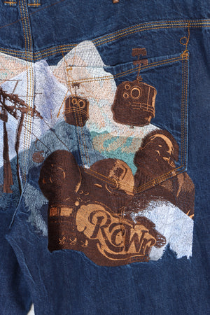 ROCAWEAR Embroidered Cable Car Y2K Baggy Jeans (42)