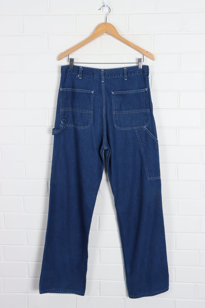 Blue Denim Contrast Stitch Carpenter Jeans (Unisex L) - Vintage Sole Melbourne