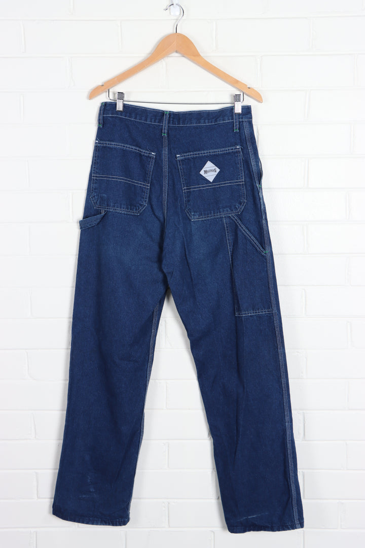 MULESKINS Dark Wash Denim Contrast Stitch Carpenter Pants USA Made (32 x 32) - Vintage Sole Melbourne