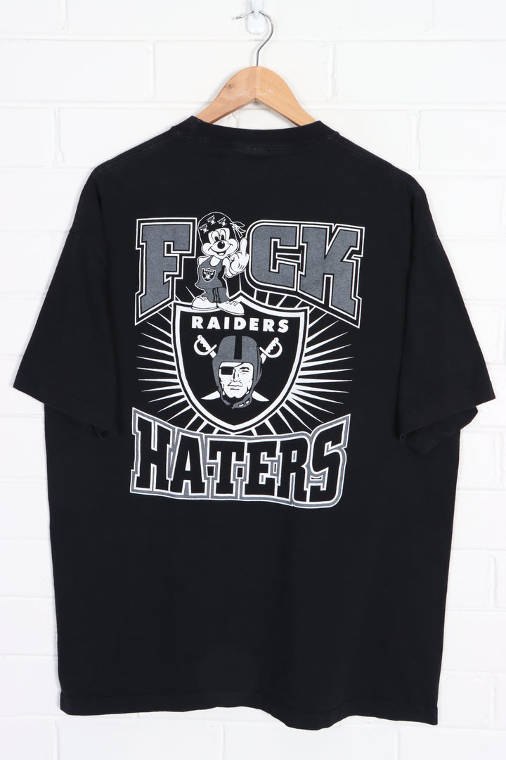 NFL Las Vegas Raiders Mickey Mouse "Haters" Centre Logo Front Back T-Shirt (XL)