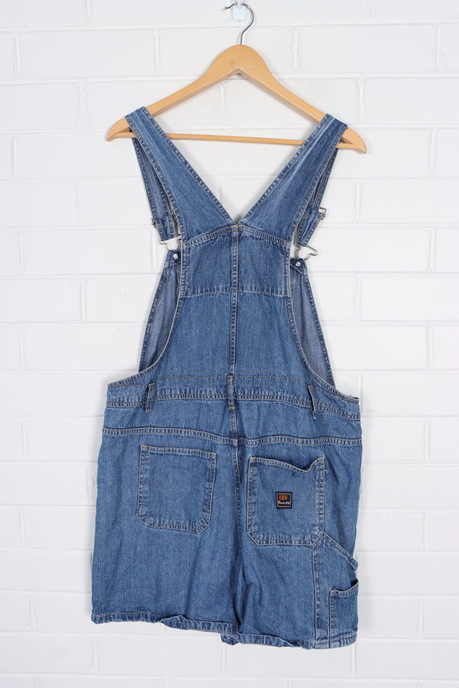 Short Denim Overalls With Front Utility Bib (Women's L) - Vintage Sole Melbourne