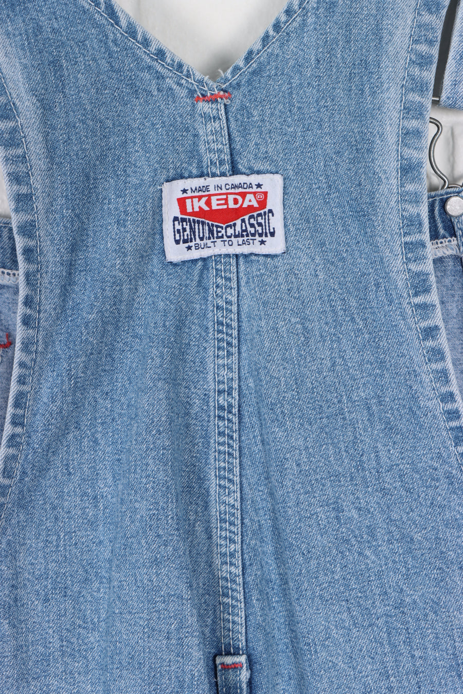 90s IKEDA Light Blue Wash Short Denim Overalls Made In Canada (Women's S) - Vintage Sole Melbourne