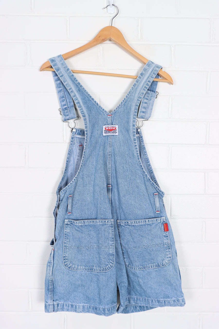 90s IKEDA Light Blue Wash Short Denim Overalls Made In Canada (Women's S) - Vintage Sole Melbourne